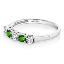 Load image into Gallery viewer, Gem Stone King 0.58 Ct G/H Lab Grown Diamond Green Simulated Tsavorite 10K White Gold Ring (Size 7)