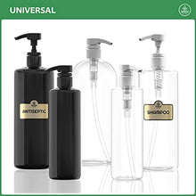 Load image into Gallery viewer, Bar5F Universal Pumps for Shampoo, Conditioner, Gel, Body Wash, etc, For 1 Liter/33.8 Ounce/1000ml Bottles, set of 2, Black & White