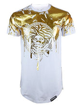 Load image into Gallery viewer, Screenshotbrand Mens Hipster Hip-Hop Premiun Tees - Stylish Longline Latest Fashion Print T-Shirts Gold Foil MD - White - Medium
