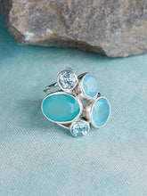 Load image into Gallery viewer, YoTreasure Aqua Chalcedony & Blue Topaz 925 Sterling Silver Chunky Ring