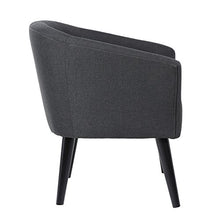 Load image into Gallery viewer, LSSBOUGHT Stylish Upholstered Button Tufted Fabric Living Room Accent Chair with Solid Wood Legs and Armrest, Charcoal