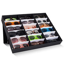 Load image into Gallery viewer, Juvale 18 Slot Sunglasses Storage Case, Glasses Tray, Multiple Eyeglasses Organizer Box (Black, 19 x 15 inches)
