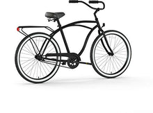 Load image into Gallery viewer, sixthreezero Around The Block Men's 3-Speed Beach Cruiser Bicycle, 24" Wheels, Matte Black with Black Seat and Grips
