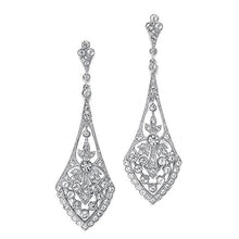 Load image into Gallery viewer, Mariell Zirconia Crystal Art Deco Silver Wedding Dangle Earrings for Women, Jewelry for Bride, Bridesmaid