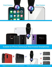 Load image into Gallery viewer, Cell Phone Camera Lens Kit,11 in 1 Universal 20x Telephoto Lens,0.63Wide Angle+15X Macro+198°Fisheye+2X Telephoto+Kaleidoscope+CPL/Starlight/Eyemask/Tripod/Remote,for Most Smartphone (Black)