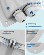 Load image into Gallery viewer, BougeRV 2 Pack Solar Double Cable Entry Gland Box, RV roof Waterproof ABS Solar Double Cable Entry housing for RVs, Boats, Yacht, Roofs,camperman for All Cable Types 14AWG to 10AWG (Gray)