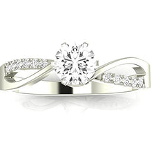 Load image into Gallery viewer, 14K White Gold 0.58 CTW Round Cut Elegant Twisting Split Shank Diamond Engagement Ring, J Color I1 Clarity, 0.5 Ct Center