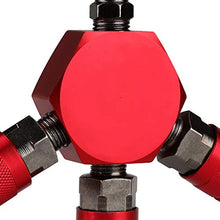 Load image into Gallery viewer, Hromee 3-Way Air Manifold 4 Ports Aluminum Industrial Flat Hex Quick Connect Air Hose Splitter with 3 Steel Couplers and 1/4" Male NPT Plug