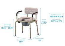 Load image into Gallery viewer, NOVA Medical Products Drop Arm Commode with Padded Seat and Back, Drop Down Arms for Easy Transfer, Stand Alone Bed Side Commode and Over The Toilet Commode, Comes with Bucket, Lid and Slash Guard
