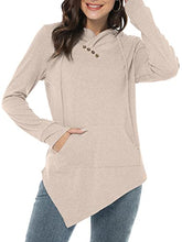 Load image into Gallery viewer, AYIFU Womens Long Sleeve Tunic Tops Irregular Hem Hoodies with Pocket (Beige, XL)
