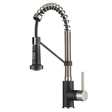 Load image into Gallery viewer, Kraus KPF-1610SFSMB Bolden 18-Inch Commercial Kitchen Faucet with Dual Function Pull-Down Sprayhead in All-Brite Finish, Spot Free Stainless Steel/Matte Black