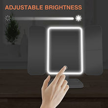 Load image into Gallery viewer, MGLIMZ Trifold Makeup Vanity Mirror with Lights 1x/2x/3x Magnification Lighted Make Up Mirror LED Desk Mirror with Stand Touch Screen 180 Degree Rotation Dual Power Portable Light Up Cosmetic Mirror
