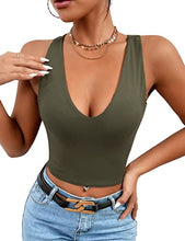 Load image into Gallery viewer, CYVESOULA Women's Sleeveless V Neck Crop Tops T-Shirt Unique Slim Fit Sexy Tank Tops (Wine, XS)