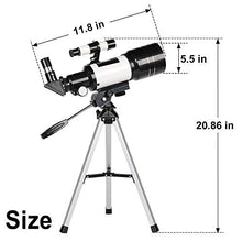 Load image into Gallery viewer, ToyerBee Telescope for Kids& Beginners, 70mm Aperture 300mm Astronomical Refractor Telescope, Tripod& Finder Scope- Portable Travel Telescope with Smartphone Adapter and Wireless Remote