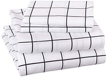 Load image into Gallery viewer, AmazonBasics Soft Microfiber Sheet Set with Elastic Pockets - Full, Black Grid