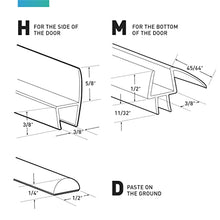 Load image into Gallery viewer, Shower Door Seal for 3/8” Glass, 4 PCS x 77" Frameless Shower Door Bottom Seal Door Sweep and Shower Door Side Seal Strip Set, Stop Shower Leaks Create a Water Barrier