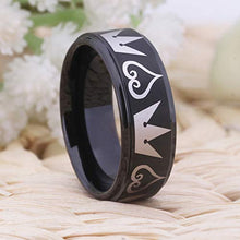 Load image into Gallery viewer, Cosplay Jewelry 8mm Black Step Kingdom Hearts & Crowns Design Ring Wedding Ring Engagement Ring-Free Inside Engraving (14.5)