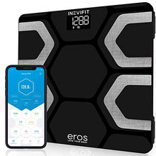 Load image into Gallery viewer, INEVIFIT EROS Bluetooth Body Fat Scale Smart BMI Highly Accurate Digital Bathroom Body Composition Analyzer with Wireless Smartphone APP 400 lbs 11.8 x 11.8 inch (Black)