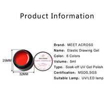 Load image into Gallery viewer, Painting Elastic Drawing Spider Gel 6 Colors Soak off UV LED Gel Polish, Drawing Nail Gel for Line, DIY Nail Art Manicure with Brushes