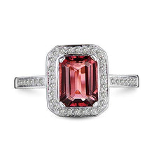 Load image into Gallery viewer, Beyond jewelry Natural Emerald Cut 6x8mm Pink Tourmaline Solid 14K White Gold Natural Diamonds Ring for Women