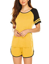 Load image into Gallery viewer, Ekouaer Pj Sets Short Women Cute Pj Set Short Sleeve Pajama Set Yellow XXL