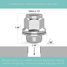 Load image into Gallery viewer, YITAMOTOR Lug Nut 12x1.5 Mag Seat Chrome, 20Pcs M12x1.5 Hex 21mm (13/16'') 1.46" x 1.18'' Wheel Lug Nuts with Washer Compatible with Camry Tacoma Avalon Sienna Highlander Corolla Prius Venza Lexus