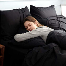 Load image into Gallery viewer, Bedsure Black Twin Comforter Set Kids - 6 Pieces Pintuck Black Bed Set Twin, Pinch Pleat Black Twin Bedding Sets with Comforters, Sheets, Pillowcases & Shams