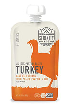 Load image into Gallery viewer, Serenity Kids 6+ Months Baby Food Pouches Puree Made With Ethically Sourced Meats & Organic Veggies | 3.5 Ounce BPA-Free Pouch | Pasture Raised Turkey, Sweet Potato, Pumpkin, Beet | 12 Count