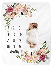 Load image into Gallery viewer, BUTTZO Milestone Blanket/Baby Milestone Blanket Girl Boy/Large Baby Blankets for Girls and Boys Newborn Photography Premium Fleece Baby Monthly Blanket Shower Gifts