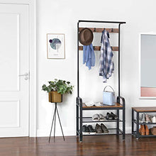 Load image into Gallery viewer, VASAGLE DAINTREE Coat Rack, Shoe Bench, Hall Tree with Storage Shelf for Entryway, Industrial Accent Furniture with Steel Frame, 3-In-1 Design, Easy Assembly, Rustic Brown and Black UHSR40B