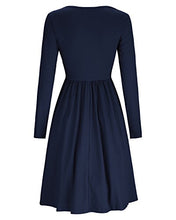 Load image into Gallery viewer, KILIG Women's Dresses Long Sleeve Casual Button Down Swing Dress with Pockets(D1-Navy,Large)