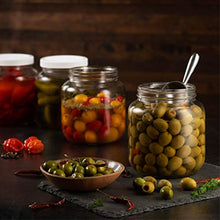 Load image into Gallery viewer, Half Gallon Glass Mason Jar (64 Oz - 2 Quart) - 4 Pack - Wide Mouth, Plastic Airtight Lid, USDA Approved BPA-Free Dishwasher Safe Canning Jar for Fermenting, Sun Tea, Kombucha, Dry Food Storage, Clear