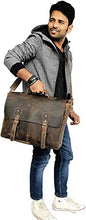 Load image into Gallery viewer, 18 Inch Vintage Handmade Leather Messenger Bag for Laptop Briefcase Best Computer Satchel School Distressed Bag (16 inch, Brown)