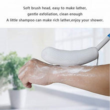 Load image into Gallery viewer, MagiDeal Vinyl Quote Me Long Anti-Slip Curve Handled Bath Body Brush, Easy Reach for Seniors, Suitable for Elderly/Pregnant Aid Bathing & Shower, Blue, 15.35"