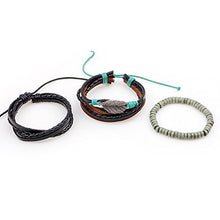 Load image into Gallery viewer, Diamondo Woven Leather Bracelet Unisex Leaf Charm Multi Layers Beads Adjustable Wristband