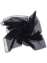Load image into Gallery viewer, WILLBOND Womens Chiffon Bridal Evening Soft Wrap Scarf Shawl, Chiffon Scarf Ribbon Scarf for Women and Girls (Black)