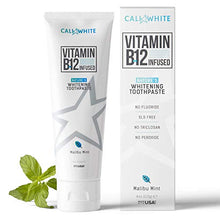 Load image into Gallery viewer, Cali White Vegan Whitening Toothpaste with Vitamin B12, Organic Mint, Fluoride-Free Toothpaste, SLS Free, Gluten-Free, Xylitol, Natural Toothpaste