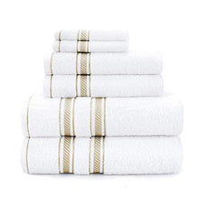 Load image into Gallery viewer, Lionel Richie Home Lifestyle Collection - 6 Piece Towel Set, Gold - 100% Cotton Bathroom Towels Set - 2 Luxury Bath Towels for Quickly Drying Hair, 2 Hand Towels for Bathroom, 2 Wash Towels