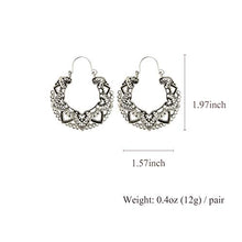 Load image into Gallery viewer, Vintage Antique Silver Hollow Carving Drop Earrings Ethnic Alloy Piercing Dangle Earrings Jewelry for Women Girl Gifts Present Valentines Birthday Anniversary Mothers Day Christmas
