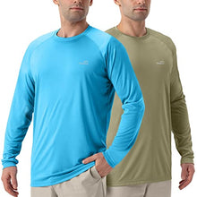 Load image into Gallery viewer, Men's 2 Pack Shirts UPF 50+ Sun UV Protection Long Sleeve Shirts for Fishing Running Hiking Outdoor (BlueBrown,XXXL) Brownblue