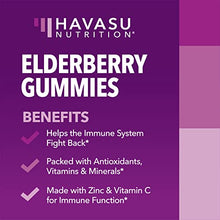 Load image into Gallery viewer, Elderberry Gummies with Zinc and Vitamin C Herbal Supplements Ingredient for Potent Antioxidant Support Immune Defense as a Delicious & Vegan Friendly Option (Adult, 60 Count)