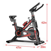 Load image into Gallery viewer, Indoor Cycling Bike Stationary, Quiet Smooth Belt Drive System Flywheel Exercise Bike with Heart Rate, LCD Monitor, Adjustable Seat and Handlebars & Base for Home Workout (Black)