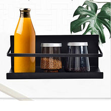 Load image into Gallery viewer, Roysili Magnetic Spice Rack Refrigerator Spice Rack Single Tier Fridge Spice Rack Magnetic Shelf Space Saving Black 2 Pack