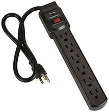 Load image into Gallery viewer, AmazonBasics 6-Outlet, 200 Joule Surge Protector Power Strip, 2 Foot, Black - Pack of 2