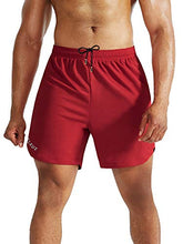 Load image into Gallery viewer, Neleus Men's 2 in 1 Running Shorts with Liner,Dry Fit Workout Shorts with Pockets,6070,2 Pack,Black/Red,3XL