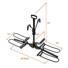 Load image into Gallery viewer, Hyperax 2-Bike Hitch Mounted Bike Rack Carrier for 2-inch Receivers - Fits Up to 140lbs Electric Mountain Bikes, Road Bikes with Up to 5-inch Fat Tires - Compatible with SUV, Trucks, Sedan
