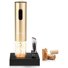Load image into Gallery viewer, Secura Electric Wine Opener, Automatic Electric Wine Bottle Corkscrew Opener with Foil Cutter, Rechargeable (Champagne Gold)