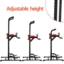 Load image into Gallery viewer, PUPZO Pull Up Bars Power Tower Workout Dip Stands Push-Up Station Strength Training Fitness Equipment for Home Gym (Red & Black)