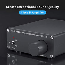 Load image into Gallery viewer, 2 Channel Amplifier Stereo Audio Amp Mini Hi-Fi Class D Integrated TPA3116 Amp for Home Speakers 50W x 2, with 19V 4.74A Power Supply - Fosi Audio V1.0B Black