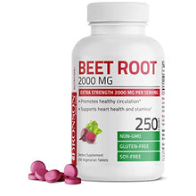 Load image into Gallery viewer, Bronson Beet Root 2000mg Extra Strength 2000mg Per Serving, Promotes Healthy Circulation Supports Heart Health & Stamina, Non-GMO, 250 Vegetarian Tablets